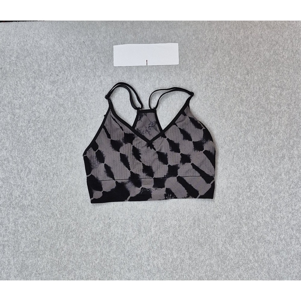 PINK Women Sports Bra Small Black Gray Tie Dye ACTIVE Wireless Knit Strap NWT